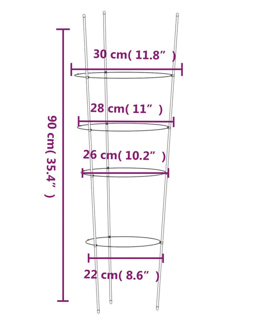 Încărcați imaginea în vizualizatorul Galerie, Suport plante de grădină cu 4 inele, 5 buc, verde, 45 cm, oțel - Lando
