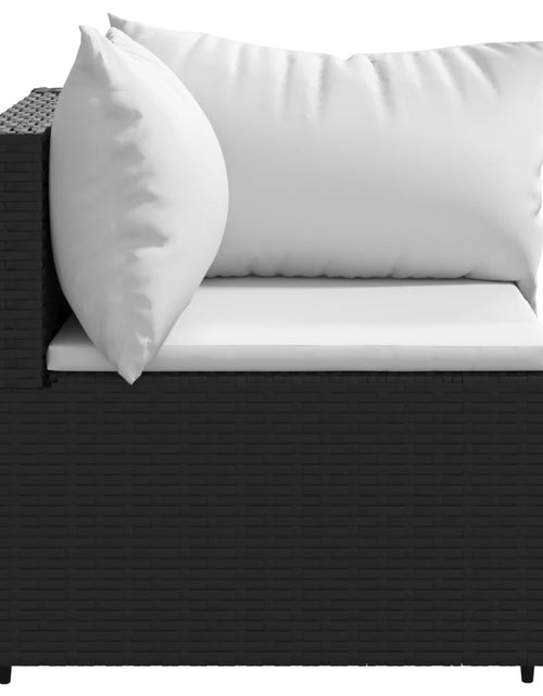 Încărcați imaginea în vizualizatorul Galerie, Canapele de colț de grădină cu perne 2 buc. negru poliratan - Lando
