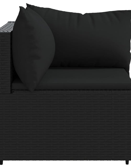 Загрузите изображение в средство просмотра галереи, Canapea de colț cu pernă de grădină, negru, poliratan - Lando
