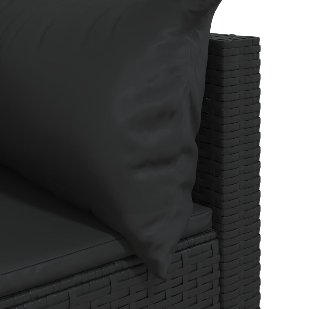 Canapele de colț de grădină cu perne 2 buc. negru poliratan - Lando