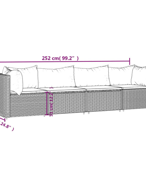 Încărcați imaginea în vizualizatorul Galerie, Set mobilier relaxare grădină 4 piese cu perne poliratan negru - Lando
