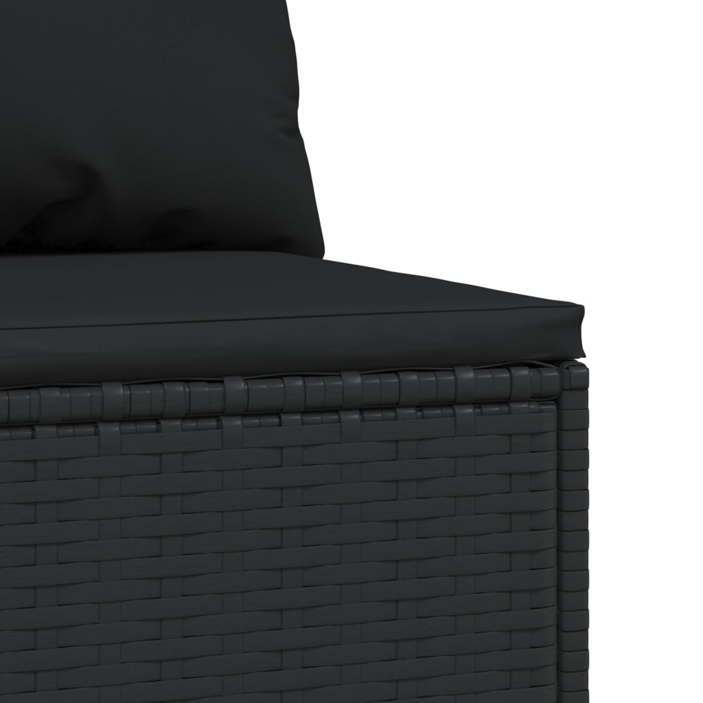Canapea de mijloc cu pernă de grădină, negru, poliratan - Lando
