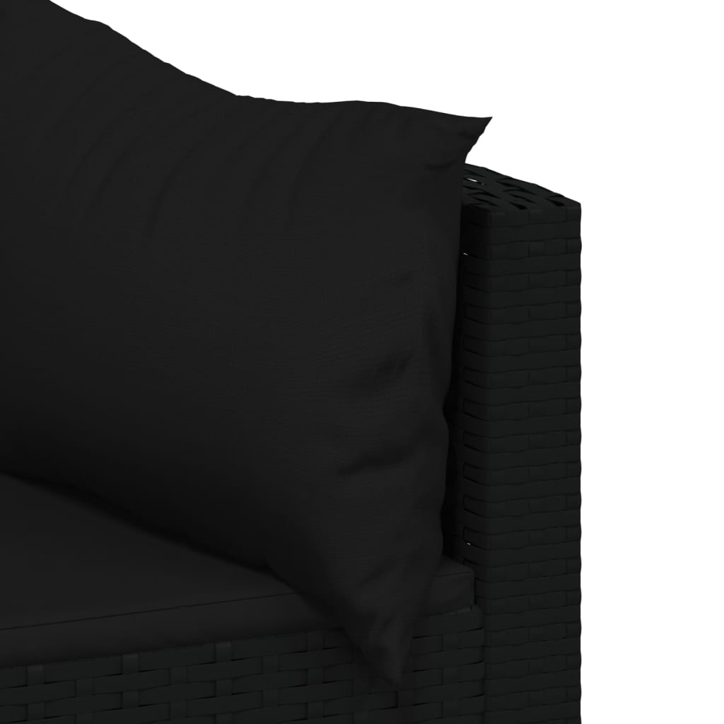 Canapele de colț de grădină cu perne 2 buc. negru poliratan - Lando