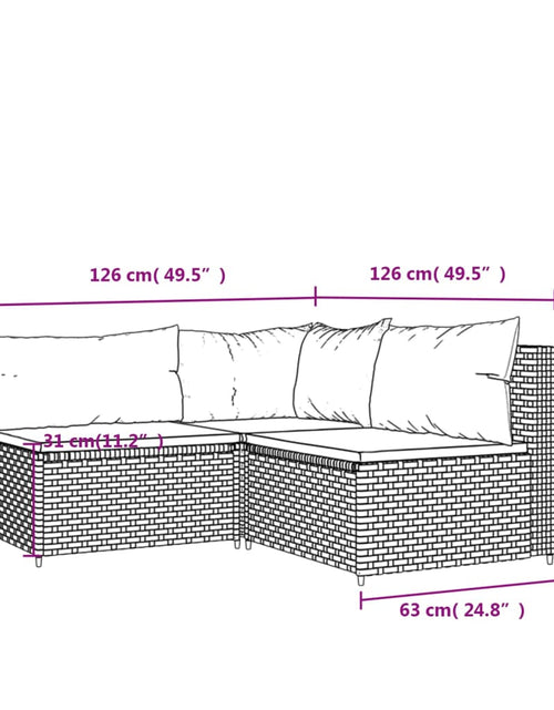 Загрузите изображение в средство просмотра галереи, Set mobilier de grădină cu perne, 3 piese, maro, poliratan - Lando
