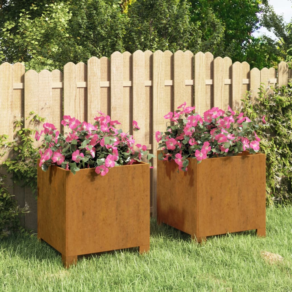 Jardinieră cu picioare, 2 buc, ruginiu, 32x30x33cm, oțel corten Lando - Lando