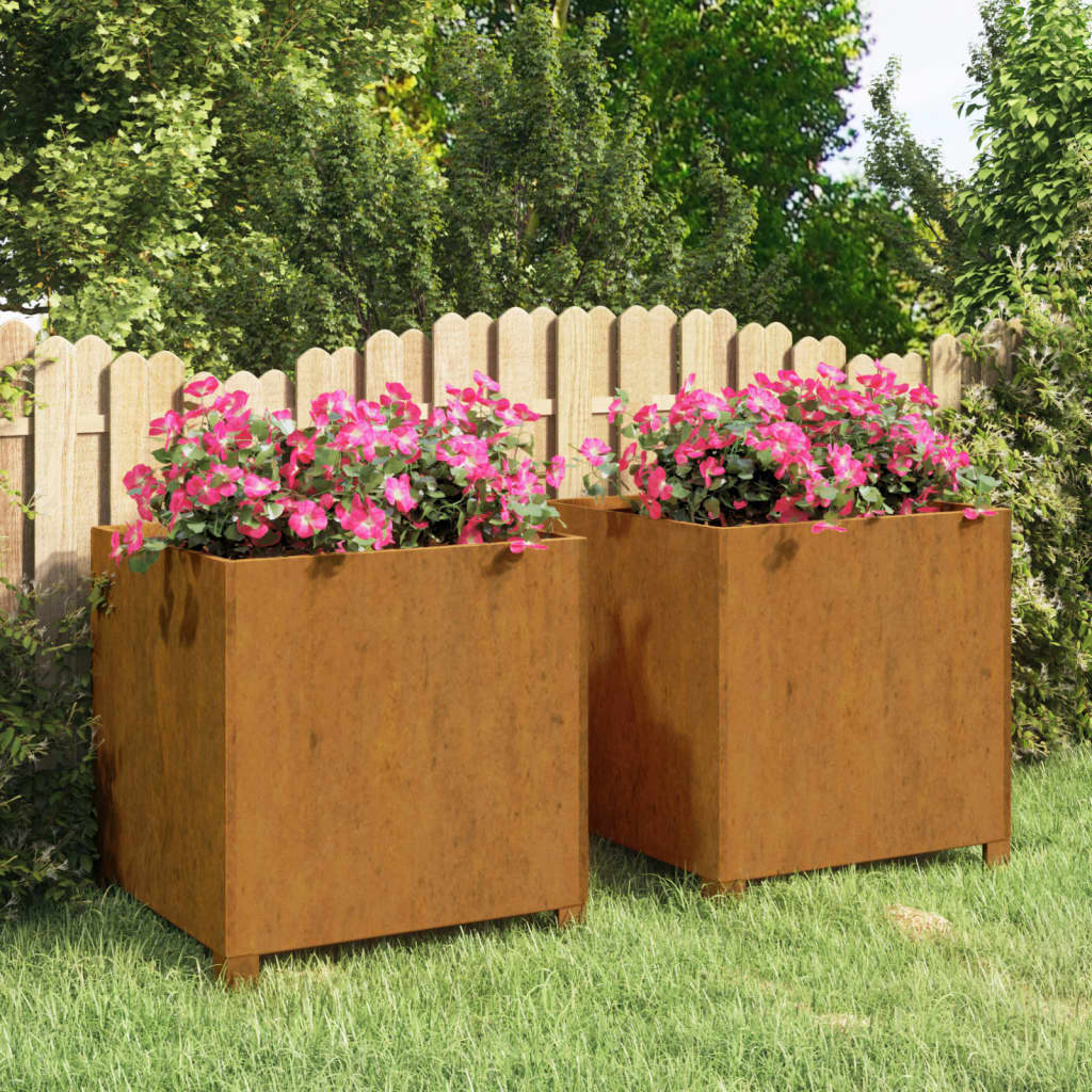 Jardiniere cu picioare 2 buc. ruginiu 49x47x50 cm oțel corten Lando - Lando