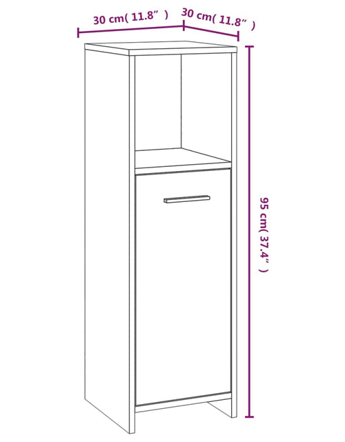Загрузите изображение в средство просмотра галереи, Dulap de baie, stejar fumuriu, 30x30x95 cm, lemn prelucrat - Lando
