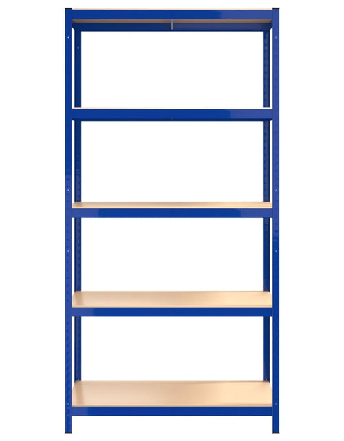 Загрузите изображение в средство просмотра галереи, Rafturi de depozitare cu 5 niveluri, 4 buc., albastru oțel/lemn - Lando
