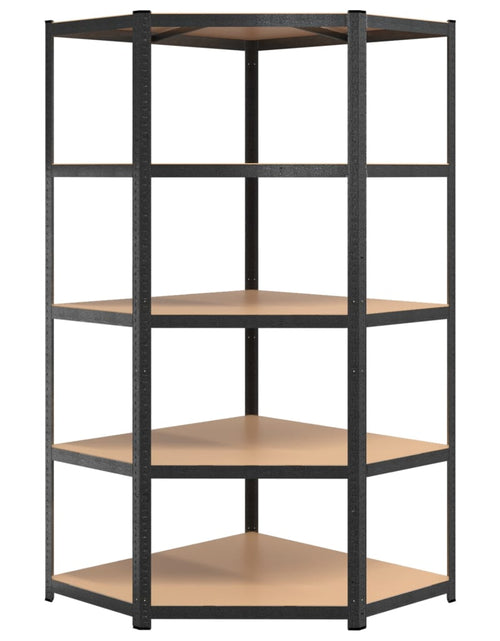 Încărcați imaginea în vizualizatorul Galerie, Rafturi rezistente cu 5 niveluri, 2 buc., gri, oțel &amp; lemn - Lando
