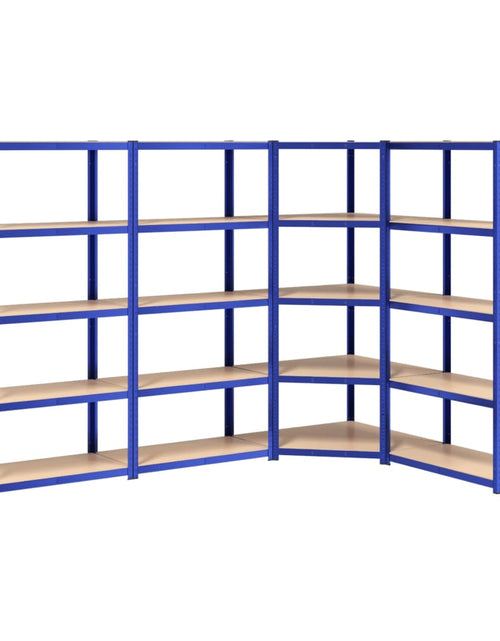 Încărcați imaginea în vizualizatorul Galerie, Rafturi de depozitare cu 5 niveluri, 4 buc., albastru oțel/lemn - Lando
