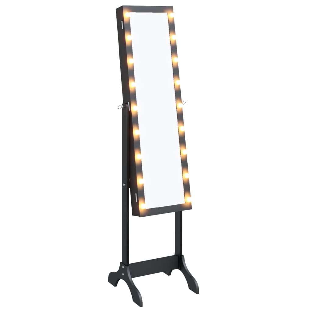 Oglindă de sine stătătoare cu LED, negru, 34x37x146 cm - Lando