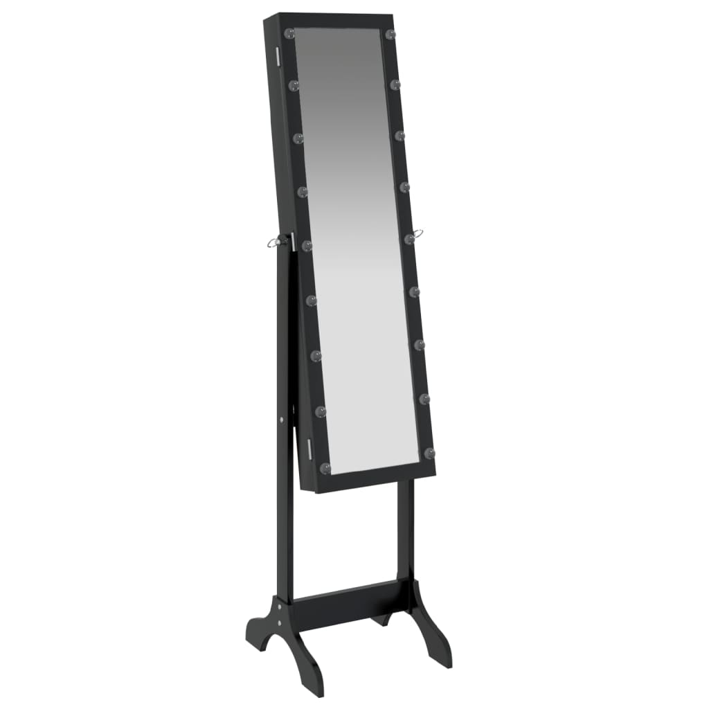 Oglindă de sine stătătoare cu LED, negru, 34x37x146 cm - Lando