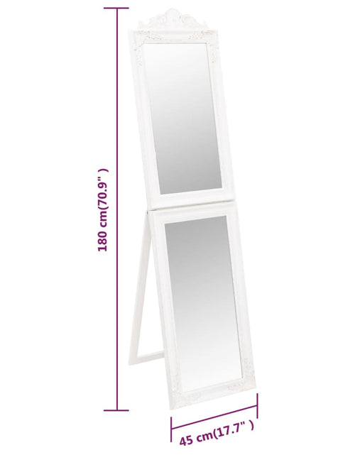 Încărcați imaginea în vizualizatorul Galerie, Oglindă de sine stătătoare, alb, 45x180 cm Lando - Lando
