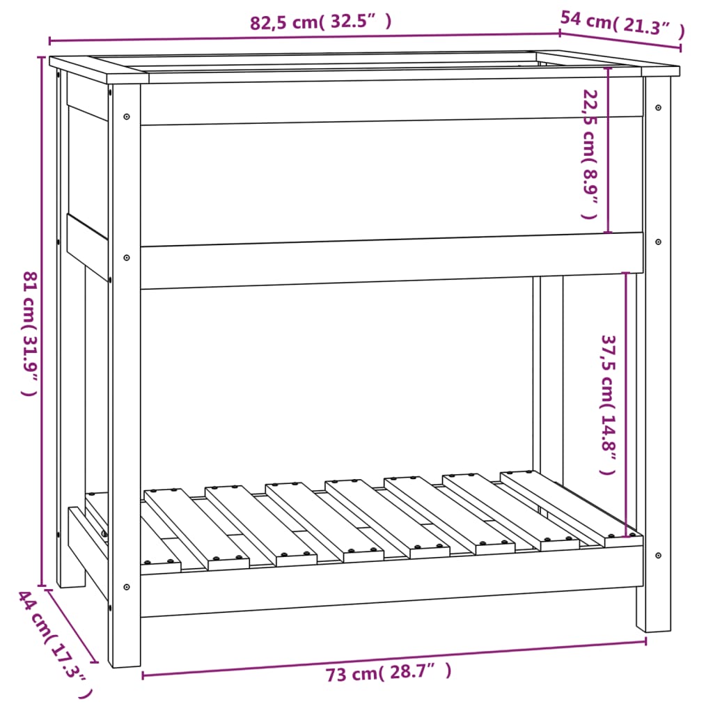 Jardinieră cu raft, alb, 82,5x54x81 cm, lemn masiv de pin Lando - Lando