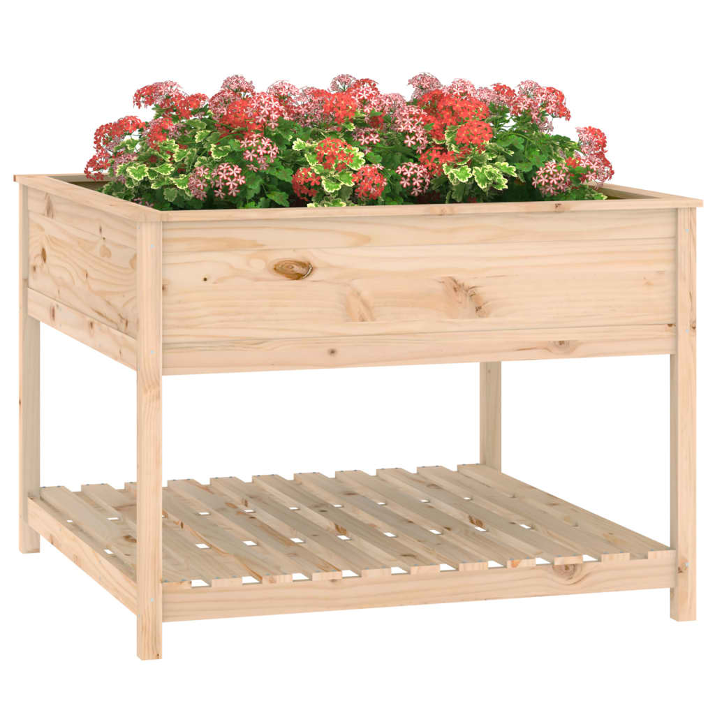 Jardinieră cu raft, 111,5x111,5x81 cm, lemn masiv de pin - Lando