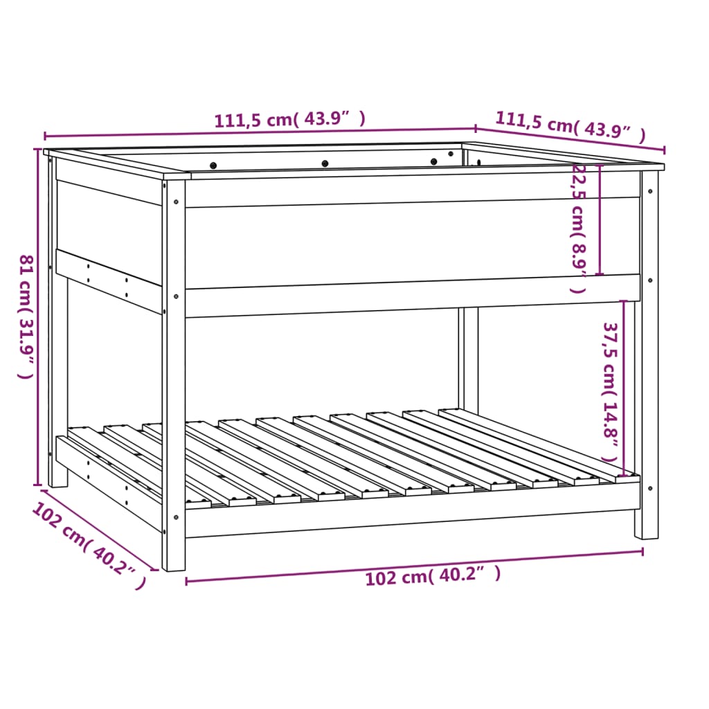 Jardinieră cu raft maro miere 111,5x111,5x81 cm lemn masiv pin Lando - Lando