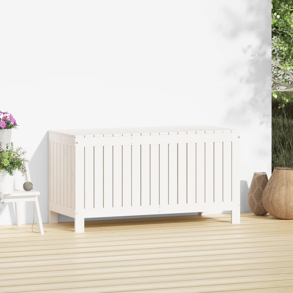 Cutie de depozitare grădină, alb, 115x49x60 cm, lemn masiv pin - Lando