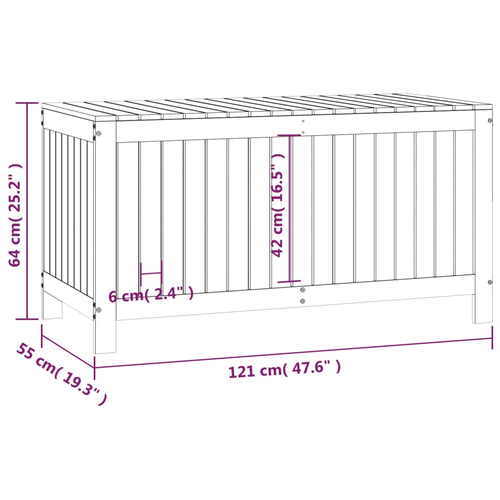 Cutie de depozitare grădină, alb, 121x55x64 cm, lemn masiv pin - Lando
