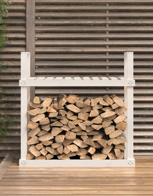 Загрузите изображение в средство просмотра галереи, Rastel pentru lemne de foc, alb, 110x35x108,5 cm lemn masiv pin Lando - Lando
