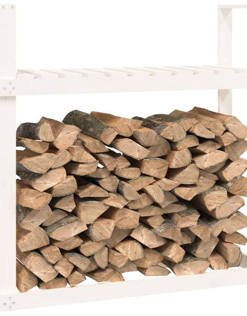 Încărcați imaginea în vizualizatorul Galerie, Rastel pentru lemne de foc, alb, 110x35x108,5 cm lemn masiv pin Lando - Lando
