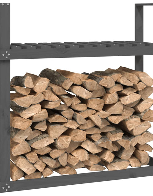Загрузите изображение в средство просмотра галереи, Rastel pentru lemne de foc, gri, 110x35x108,5 cm lemn masiv pin Lando - Lando
