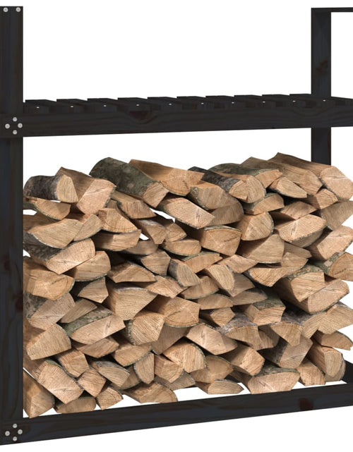 Încărcați imaginea în vizualizatorul Galerie, Rastel pentru lemne de foc negru 110x35x108,5 cm lemn masiv pin Lando - Lando
