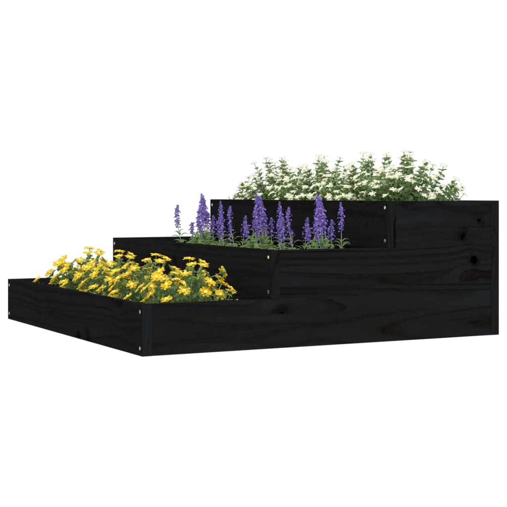 Jardinieră, negru, 78x78x27 cm, lemn masiv de pin Lando - Lando