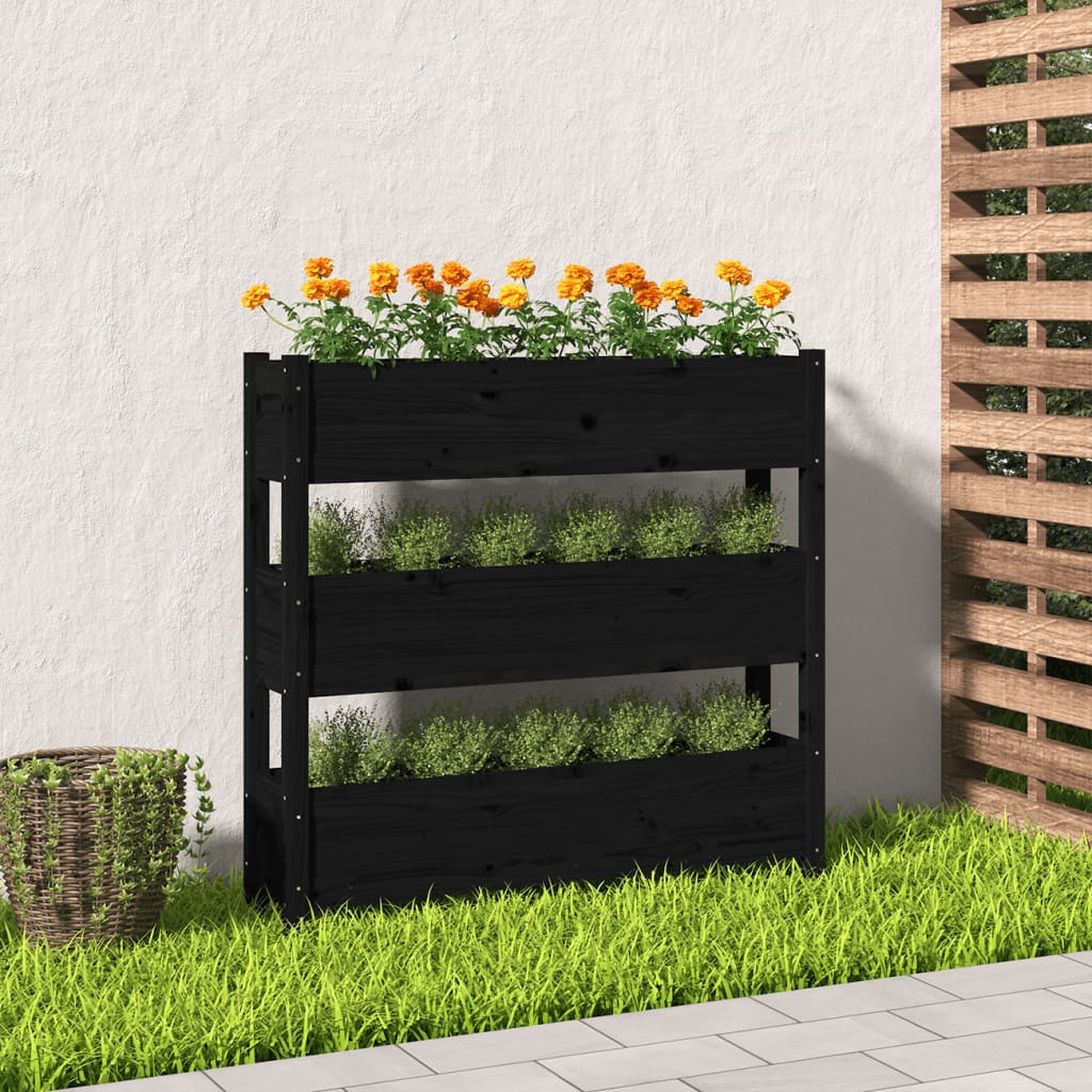 Jardinieră, negru, 112x25x104,5 cm, lemn masiv de pin Lando - Lando
