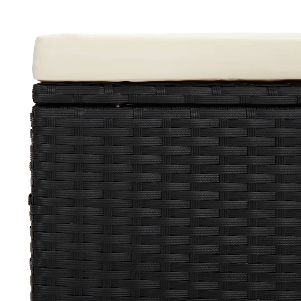 Taburet banchetă cu pernă, negru, 110x30x40 cm, poliratan - Lando