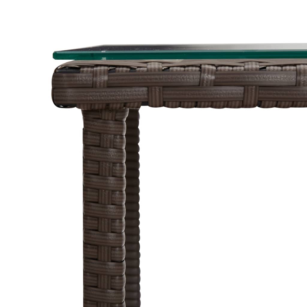 Masă laterală, maro, 45x45x45 cm poliratan/sticlă securizată Lando - Lando