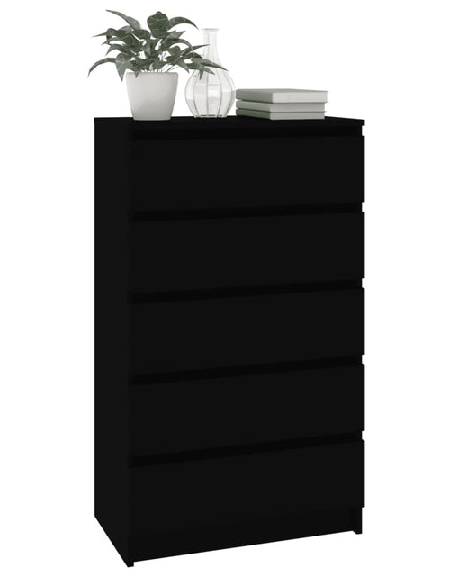 Încărcați imaginea în vizualizatorul Galerie, Dulap cu sertar, negru, 60x36x103 cm, lemn prelucrat - Lando
