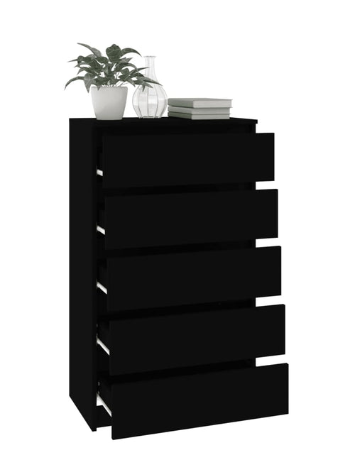 Încărcați imaginea în vizualizatorul Galerie, Dulap cu sertar, negru, 60x36x103 cm, lemn prelucrat - Lando
