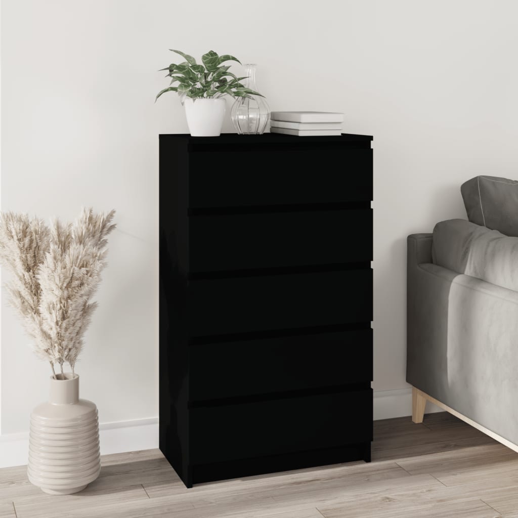 Dulap cu sertar, negru, 60x36x103 cm, lemn prelucrat - Lando