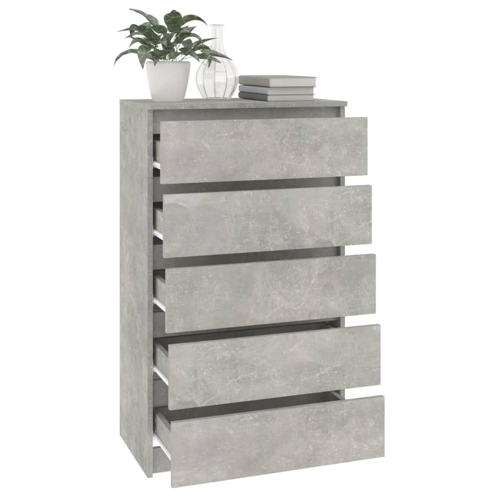 Dulap cu sertare, gri beton, 60x36x103 cm, lemn prelucrat - Lando