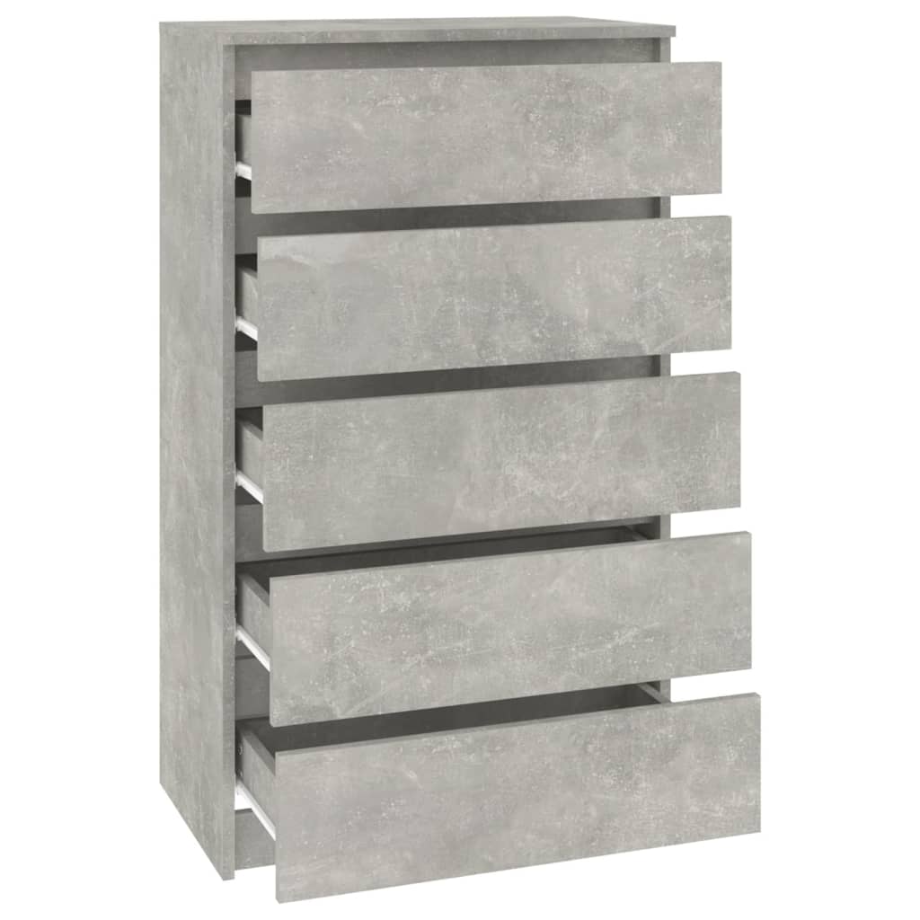 Dulap cu sertare, gri beton, 60x36x103 cm, lemn prelucrat - Lando