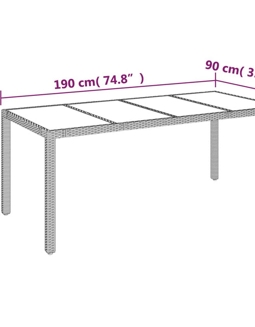 Încărcați imaginea în vizualizatorul Galerie, Masă grădină cu blat din sticlă, negru, 190x90x75 cm, poliratan - Lando
