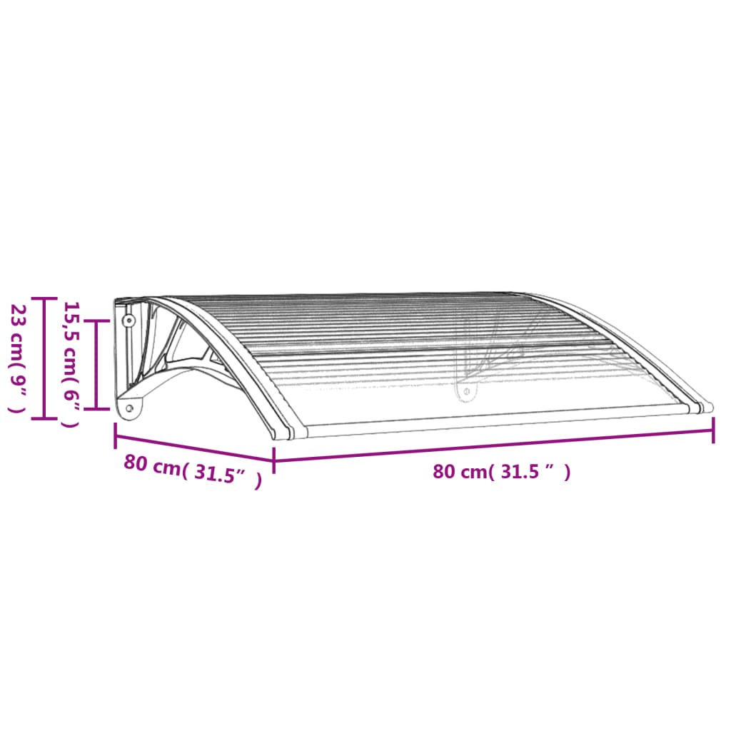 Copertină de ușă, gri și transparent, 80x80 cm, policarbonat Lando - Lando