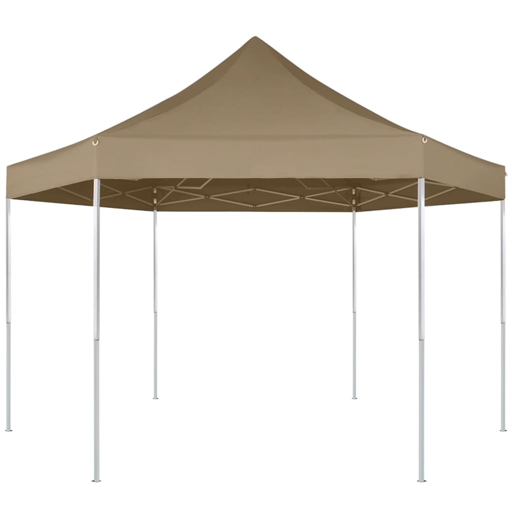 Foișor pliabil hexagonal pop-up gri taupe 3,6x3,1 m 220g/m² Lando - Lando