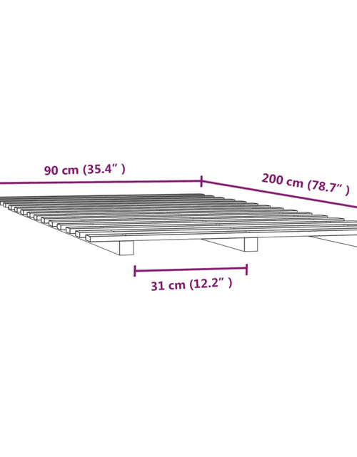 Загрузите изображение в средство просмотра галереи, Cadru de pat, gri, 90x200 cm, lemn masiv de pin - Lando
