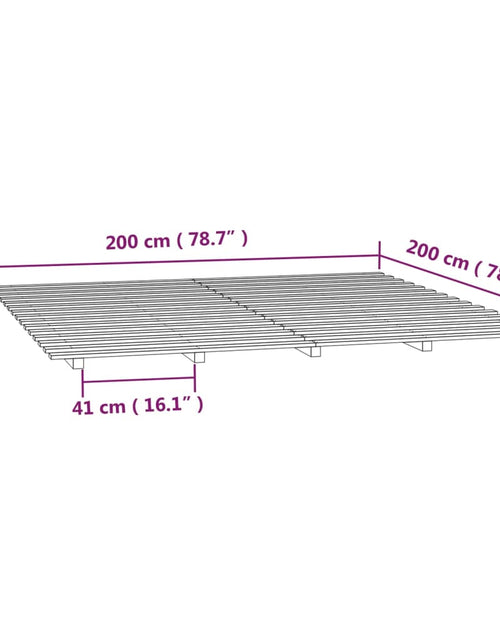 Загрузите изображение в средство просмотра галереи, Cadru de pat, gri, 200x200 cm, lemn masiv de pin - Lando
