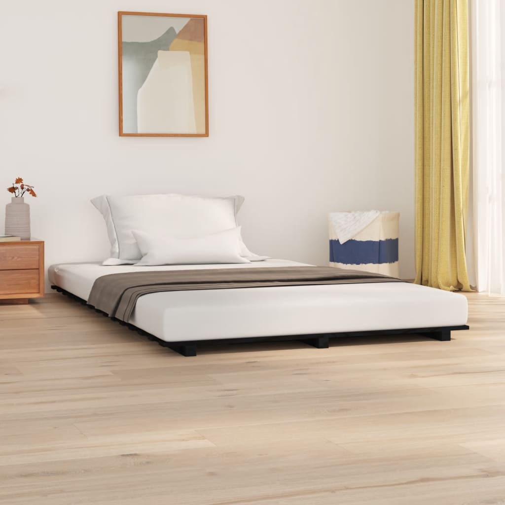 Cadru de pat, negru, 150x200 cm, lemn masiv de pin - Lando