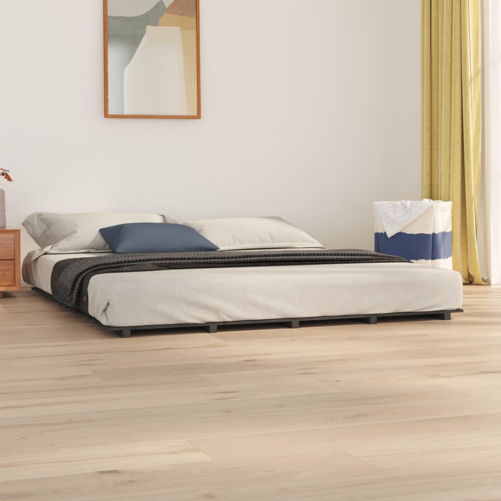Cadru de pat, gri, 160x200 cm, lemn masiv de pin - Lando