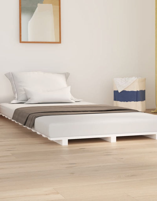 Încărcați imaginea în vizualizatorul Galerie, Cadru de pat, alb, 75x190 cm, lemn masiv de pin - Lando
