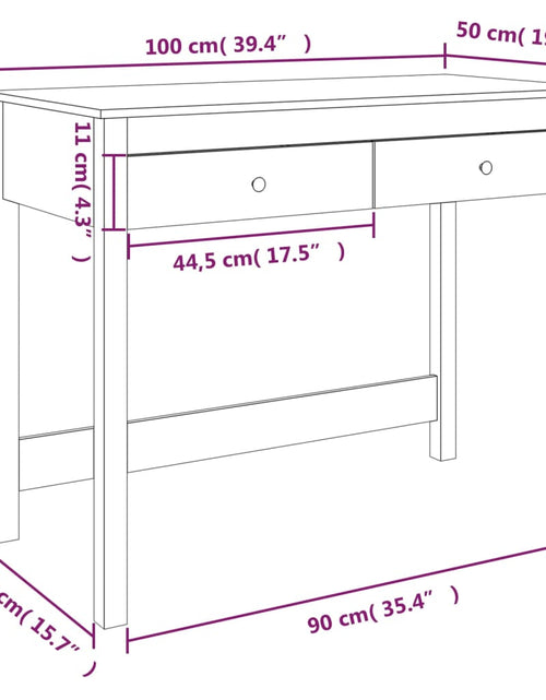 Încărcați imaginea în vizualizatorul Galerie, Birou cu sertare, 100x50x78 cm, lemn masiv de pin - Lando
