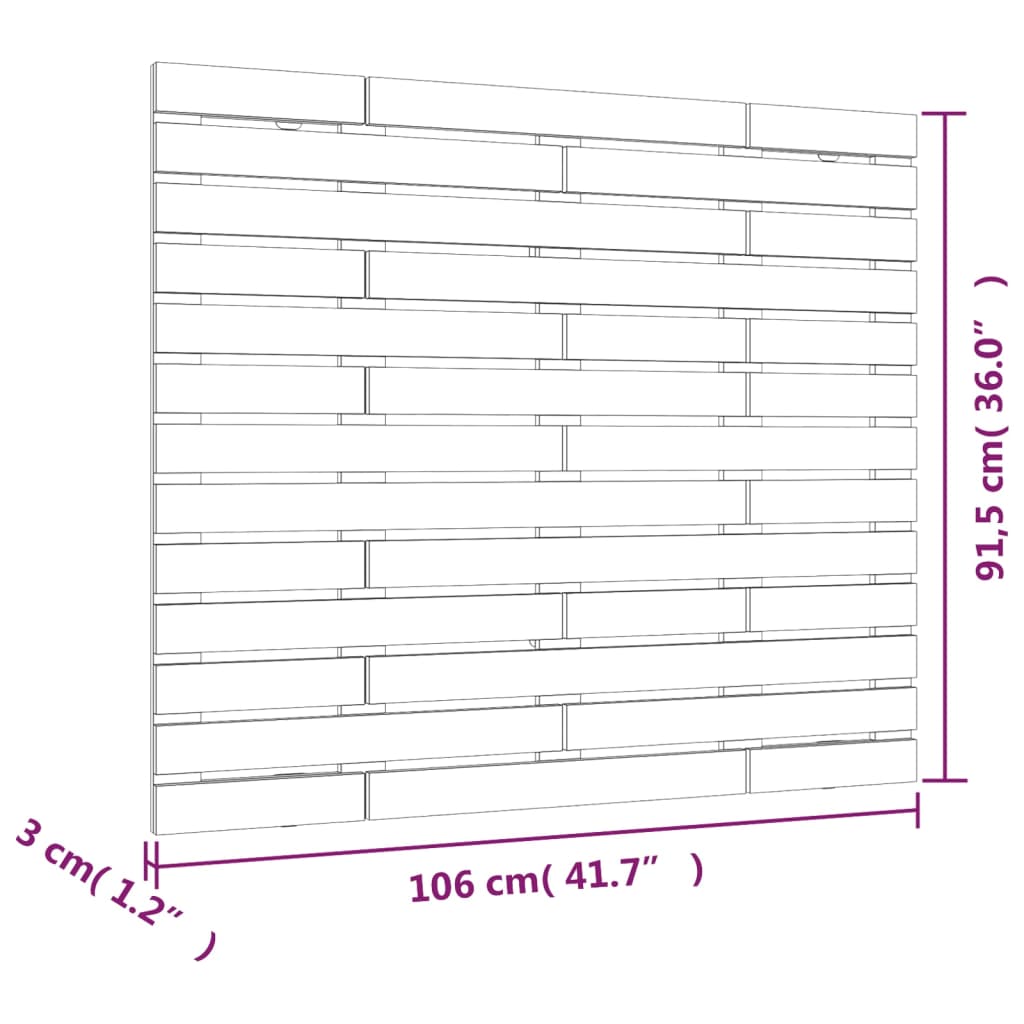 Tăblie de pat pentru perete, gri, 106x3x91,5 cm, lemn masiv pin - Lando