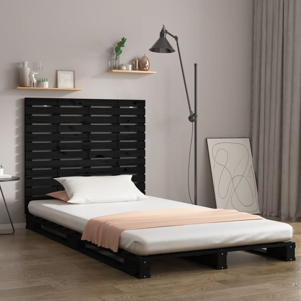 Tăblie de pat pentru perete, negru 106x3x91,5 cm lemn masiv pin - Lando