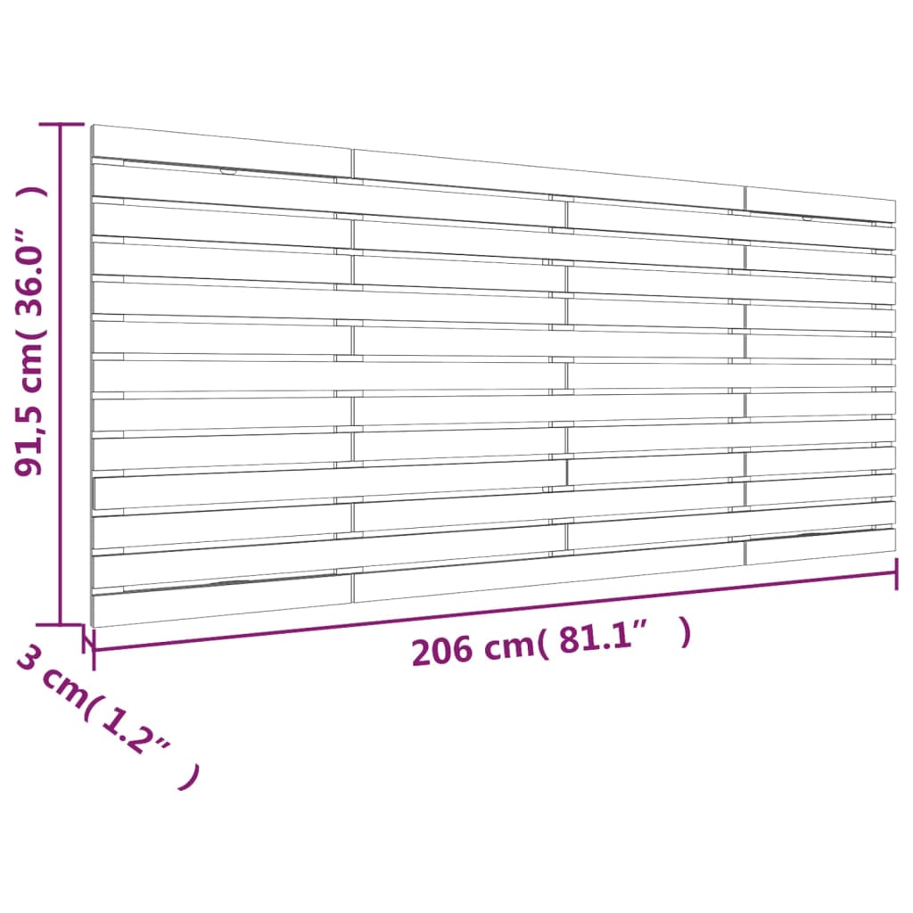 Tăblie de pat pentru perete, alb, 206x3x91,5 cm, lemn masiv pin - Lando