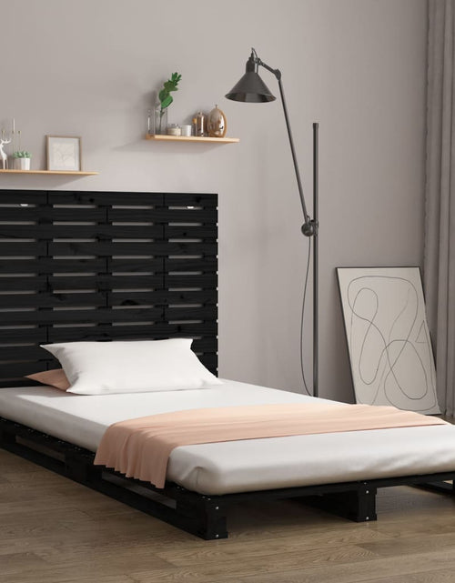 Încărcați imaginea în vizualizatorul Galerie, Tăblie de pat pentru perete, negru, 96x3x91,5 cm lemn masiv pin - Lando
