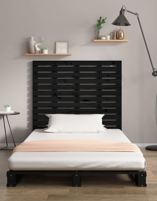 Încărcați imaginea în vizualizatorul Galerie, Tăblie de pat pentru perete, negru 126x3x91,5 cm lemn masiv pin - Lando
