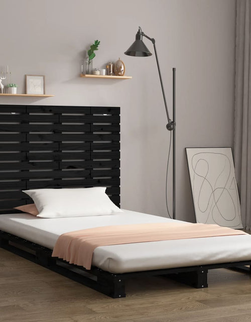 Încărcați imaginea în vizualizatorul Galerie, Tăblie de pat pentru perete, negru 126x3x91,5 cm lemn masiv pin - Lando
